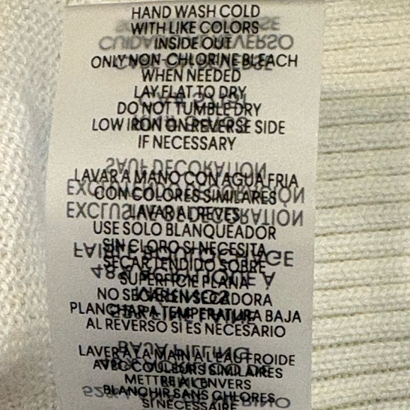 Karl Lagerfeld Paris Ivory Mock Neck Merino Wool Jeweled Shoulder Sweater M NWT - Picture 5 of 6